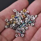Rondelle 4mm 5mm 6mm 8mm 10mm 12mm Crystal Rhinestone Metal Loose Spacer Beads