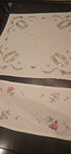 Set Of 2 Table Cloth And Runner Linen  Embroidered Flowers Vintage Cutwork