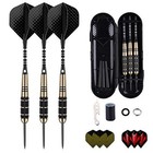 Steel Tip Darts Set For Dartboard  Professional Brass 24 Grams---gold black