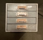 Vintage Industrial 4 Drawer Metal Parts Cabinet 
