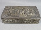 Vintage Large Embossed Tin Container Made In Belgium  teniers 