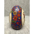 Vintage Japanese Satsuma Egg Asian Geisha Scene Blue Floral Ornament  Art