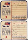 2 Antique Wwii 1943-45  american Red Cross Blood Donor Certificate Cards 
