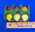 Vintage Green yellow Bakelite Catalin Travel Poker Caddy  swirl Chips Ds43