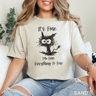 It s Fine I m Fine Everything Is Fine Shirt  Cute Black Cat Tee
