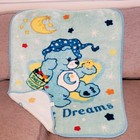 Vintage Care Bears Plush Baby Blanket Y2k Sweet Dreams Bedtime Blue Moon 32x36