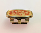 Vintage Lipstick Clip Holder Case Clip Red Floral With Folding Mirror Hong Kong