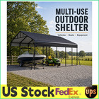 20x20 Ft Heavy Duty Metal Canopy carport W remote Solar Light car Garage Shelter