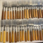 Lot Of 48 Vintage Forks Butterscotch Yellow Bakelite Catalin Handle Utensil