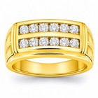 Diamonair 1 00 Ct Round Cut F vs  Lab Grown Diamond Sterling Silver Men s Ring