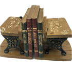 Vintage School Desk Bookends  Set Of 2  Cast Iron   Wood Enesco Fun