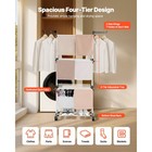67 5    Foldable Clothes Drying Rack Rolling Folding 4-tier Dryer Hanger 4 Castors