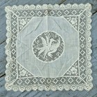 Antique Victorian Lace Linen Handkerchief Birds Double Phoenix
