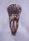 Vintage Faux Tortoise Shell Hand Carved Hair Comb