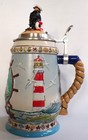 Sea Captain Beer Stein  With Ship  Lighthouse   Seals  Made By Gerz
