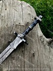 Fully Hand Forged Damascus Steel Medieval Viking Sword Battle Ready With Sheath