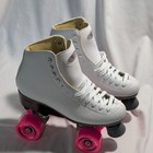 Riedell White Quad Roller Skates Size 7 Sonar Zen Wheels Powerdyne Outdoor Rink