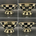 Mackenzie-childs Hand Painted Black White Courtly Check Large Colander 9 5 dia