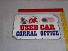 Vintage  chevrolet Ok Used Car Corral Office Cowboy  12  Metal Gasoline Oil Sign