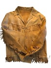 Vtg Mens Handmade Boho Suede Fringed Leather Button Front Western Jacket Rustic