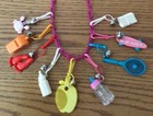 Vintage 1980 s Plastic Bell Clip 80 s Charm Necklace Red Chain 9 Charms