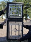 Antique Pair Leaded  Beveled And Textured Colored Glass Windows     2