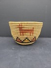 Vintage Native American Hopi Coiled Basket With Deer 11  X 6 