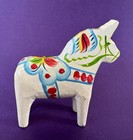 Vtg Swedish  White Dala Horse 3    Tall Hand Painted