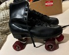 Pair Vintage Chicago Black Rink Roller Skates Size 9 Red Urethane Wheels Usa