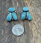 Navajo Handmade Sterling Silver White Water Turquoise Post Cluster Earrings