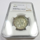 1952 Ngc Ms64 - Canada Toned Silver Fifty Cent 50c Coin  57962a
