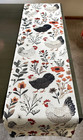 Rustic Farmhouse Hen Chickens Red Wildflowers Botanical 72  Linen Table Runner