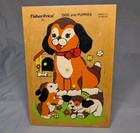 1972 Fisher Price Wooden Dog And Puppies Puzzle   Vintage 8 Pieces