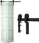 2 5-12ft Bifold Sliding Barn Door Hardware Kit Black Track Modern For 2 4 Doors