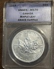 2012  5 Silver Canadian Maple Leaf Anac Ms70   1 Oz  9999 Silver