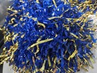 Vintage 80s 90s Large Cheerleader 15    Pom Poms Blue Gold Metalac Wood Handle