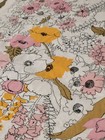 70s Vintage Pretty Poly Cotton Floral Flat Sheet Pink 70 X 104