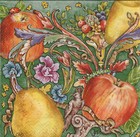 Two Individual Paper Beverage  Cocktail Decoupage Napkins Acanthus Floral Fruits