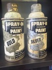 Vintage  Spray Paint Can Lot  Paper Labels Gold Silver Vg