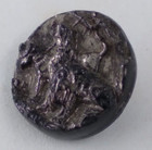 Antique Black Glass Button  St  Hubert s Hound  Silver Luster  Small