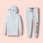 2pc Victoria s Secret Pink Campus Pullover Blue  Grey Logo skinny Pant S m l 2xl