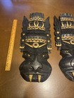 Vintage Pair 1969 Carved Wood Tiki Masks Hawaii Polynesian Tiki Bar