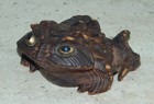 Vintage Mid-century Japan Cryptomeria Cedar Carved Sugi Wood Toad Frog Figurine