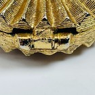 Vtg Houbigant Solid Perfume Compact Gold Tone Red Stone Empty Keepsake Pill Box