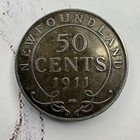 Toned Rare 1911 Newfoundland 50 Cent Silver Coin Only 200k Minted King George 