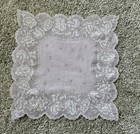        Vintage Schiffli Lace Lilac Purple Floral Handkerchief  11    Wedding Hankie