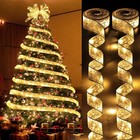 Christmas Ribbon Fairy String Lights Diy Bow Tree Ornaments Home Holiday Decor