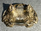 Antique Brass Double Inkwell French Collectable Desk Accessory Art Nouveau