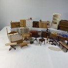 Vintage Dollhouse Furniture Miniature Lot 30 Pieces Wood Bed Dresser Piano Table
