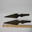 Vintage Cast Iron Spear Finials Plated Flagpole Fence Post Topper Large 13  Pair